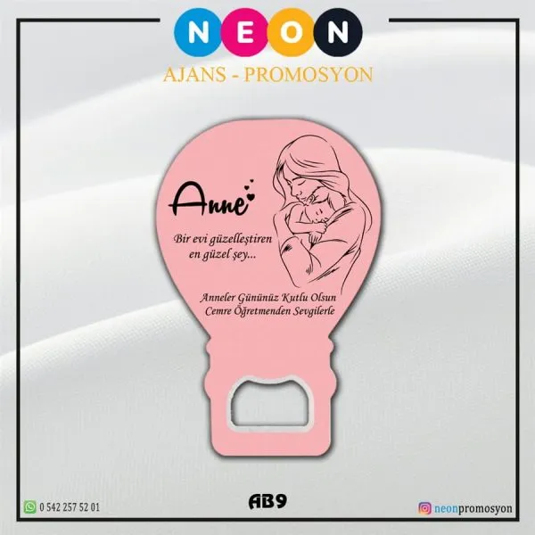 Anne Bebek Çizimli Balon Açacak Magnet